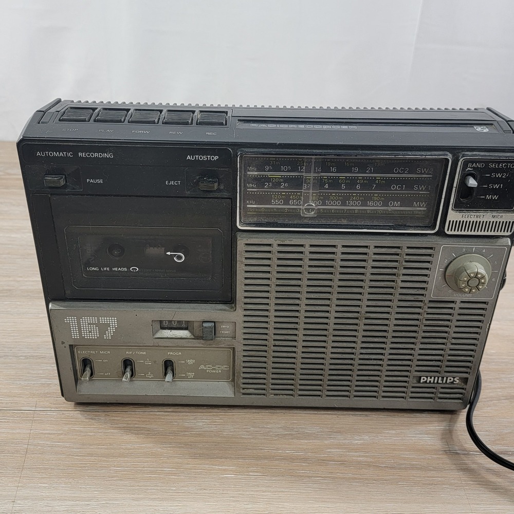 Philips 167 Vintage Portable Radio Recorder Cassette Player MW SW For Parts